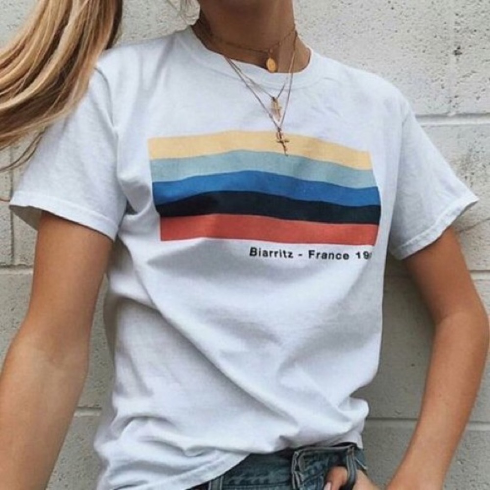 Brandy Melville Rainbow Striped Tee